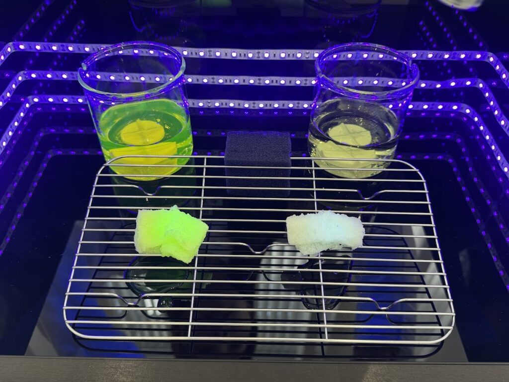 ブラックライトが映し出す「菌のバリア」