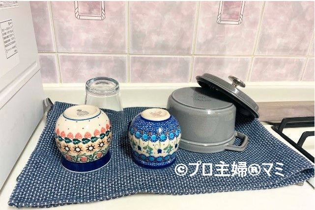 ティータオルで水切り